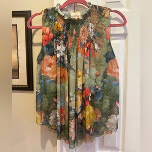 Deletta for Anthropologie Floral Sleeveless Top